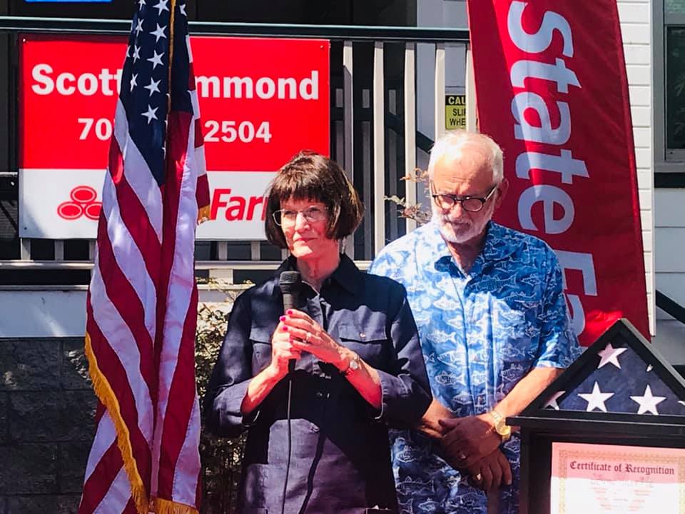 Family members sharing a veteran's story at a Humboldt Heroes ceremony